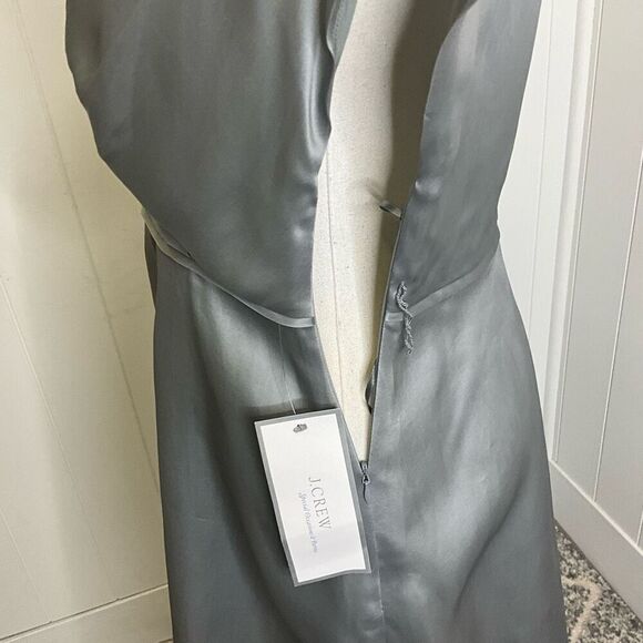 Brand New J. Crew Women’s 4 100% Silk Melanie Knee Length Dress Grey Wrap - Picture 8 of 15